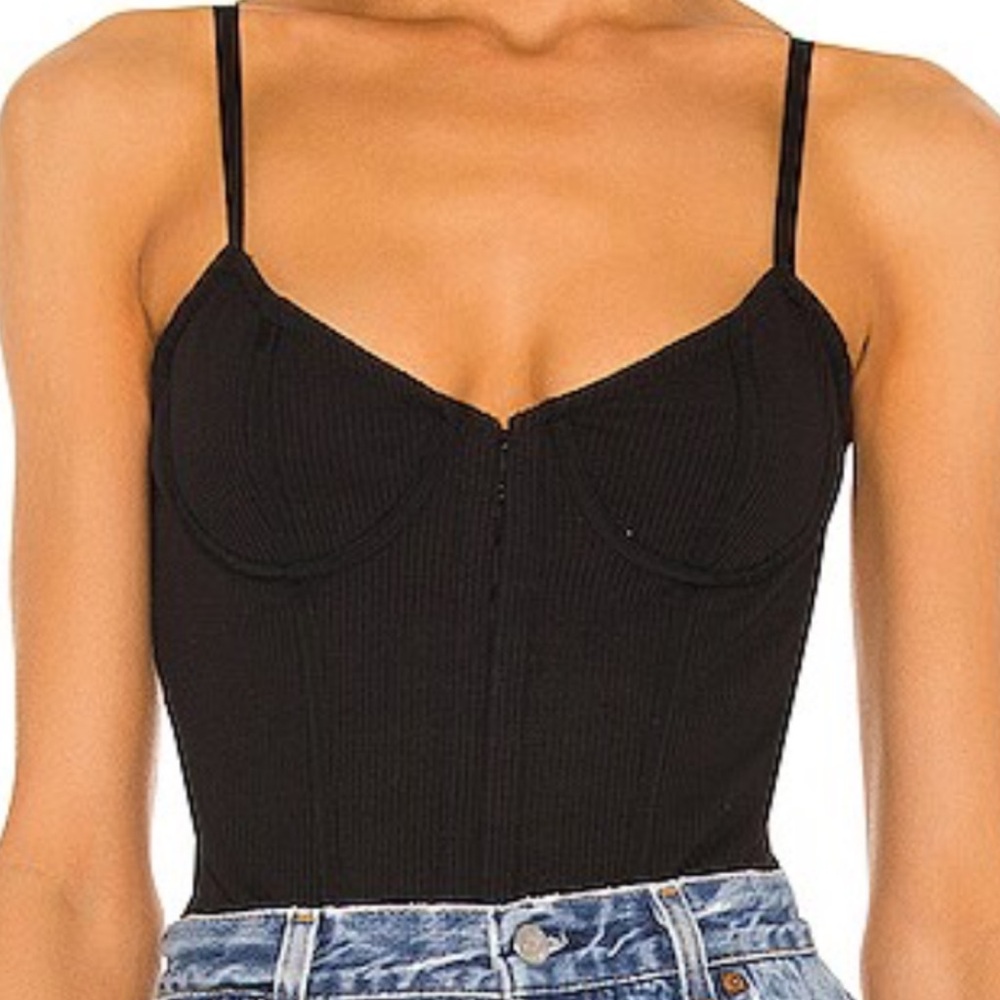 Jonathan Simkhai Black Ribbed Bodysuit